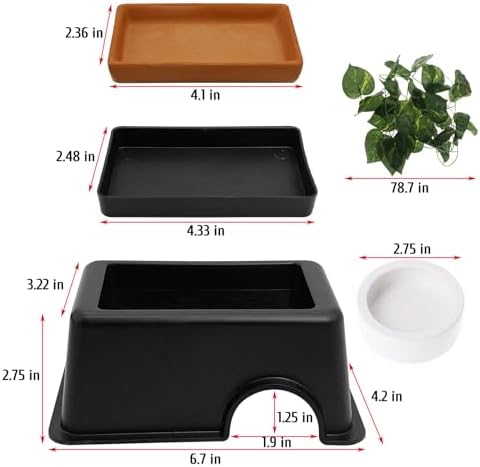 Hamiledyi 4 Pcs Humid Hide for Leopard Gecko Moist Reptile Hide Box Small Snake Humidity Hut with Sink Crested Gecko Tank Accessories for Young Lizard Shedding