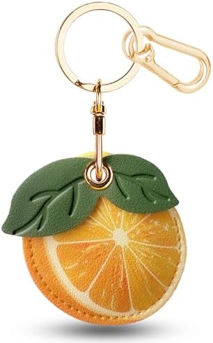 Leather Keychain Holder Case for AirTag, Cute Protective Cover for Apple Airtag KeyChain, GPS Tracker Item Finder