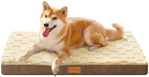 Patas Lague Orthopedic Dog Bed Washable Pet Crate Mat 30''X20'' Camel
