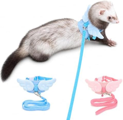 Ferret Harness and Leash Set for Adult Ferrets, Cute Angel Wing Small Animal Vest Harness, Adjustable for Ferrets Kittens Mini Dogs Blue1536-2