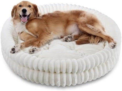 Washable Cat Bed Donut Dog Beds for Small Dogs with Corduroy Fleece Super Soft Pet Bed for Puppy and Kitten,27 * 27 * 6 in