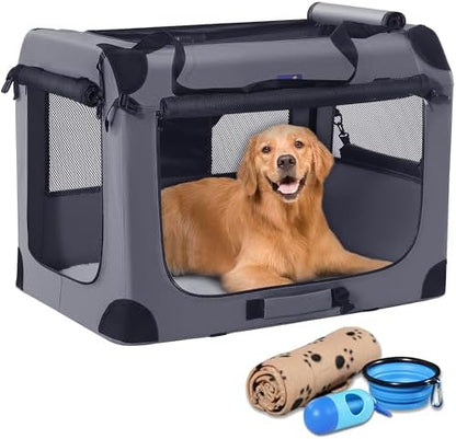 Petprsco Collapsible Dog Crate, 40 inch Portable Dog Crates for Large Dogs