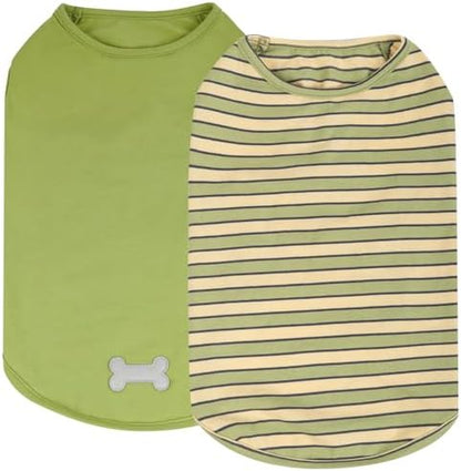 KYEESE 2Pack Cotton Dog Shirt for Small Dogs Soft Striped Tank Top