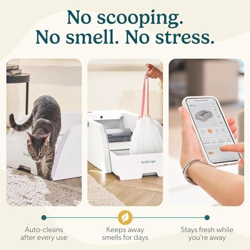 PetCove PurrTek Light Open Top Automatic Litter Box Self Cleaning 5GHz WiFi