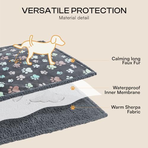 Luciphia Waterproof Dog Blanket Reversible Sherpa Fleece for Large Dogs Cat