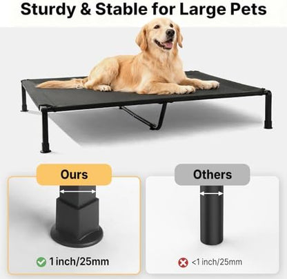 Veehoo Elevated Dog Bed with Fluffy Plush Bolster Cushion, Dog Couch Bed