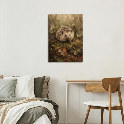 Hedgehog Canvas Wall Art 18x24 Inch, Framed Wall Art for Living Room