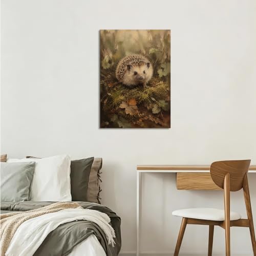 Hedgehog Canvas Wall Art 12x18 Inch, Framed Wall Art for Living Room