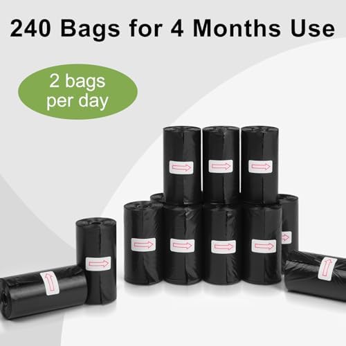 Toplive Dog Waste Bags, Poop Bags for Dogs, Extra Thick Strong Leak-Proof Doggy Bags 16 Rolls (240 Bags), Black