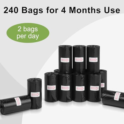 Toplive Dog Waste Bags, Poop Bags for Dogs, Extra Thick Strong Leak-Proof Doggy Bags 16 Rolls (240 Bags), Black