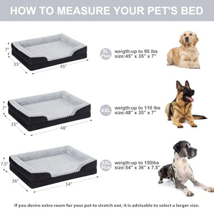 LEXTRO Orthopedic XXL Dog Bed, Washable Dog Beds for Extra Large Dogs