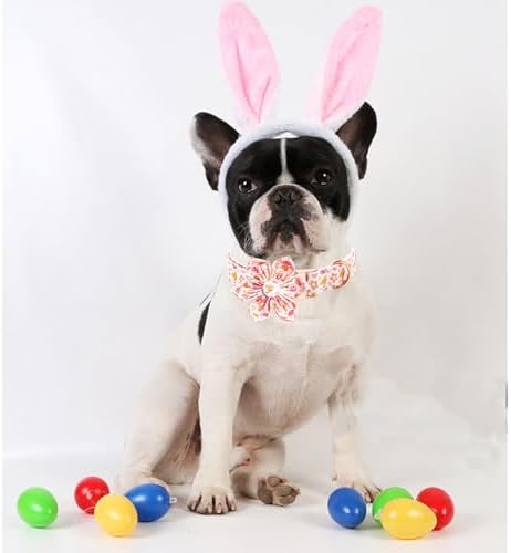 Dog Collar - Easter Day Dog Collars with Flower Chicken Print Adjustable Girl Pet Gift Collar for Medium Small Large Dogs