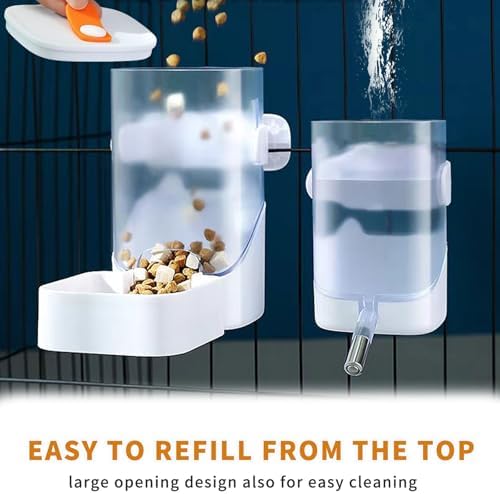 24oz Rabbit Water Dispenser No Drip for Cage, Hanging Automatic Guinea Pig Water Bottle Large Small Aniaml Cage Accessories for Ferret Guinea Pig Rat Rabbit (White)