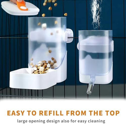 24oz Rabbit Water Dispenser No Drip for Cage, Hanging Automatic Guinea Pig Water Bottle Large Small Aniaml Cage Accessories for Ferret Guinea Pig Rat Rabbit (White)