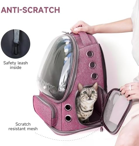 Cawypety Cat Backpack Carrier Large Space Bubble Backpack up to 12lbs Pink