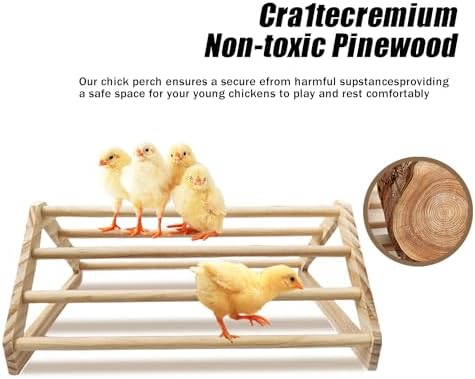Chick Perch Chicken Coop Toys and Accessories,Chick Roosting Bar,Brooder for Baby Chicks,Strong Wooden Bird Perch. (Style 2, 14.4" x 10.7" x 6.7)