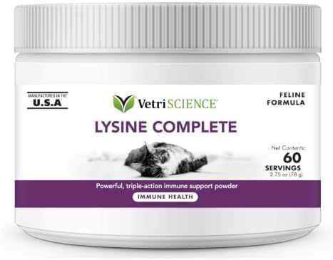 VetriScience Ultimate Strength Lysine Powder for Cats, Chicken, 60ct