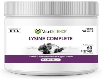 VetriScience Ultimate Strength Lysine Powder for Cats, Chicken, 60ct