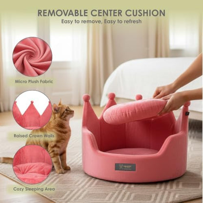 NANDOG Crown Dog Bed for Medium Dogs & Cats, Round Cloud Ultra Plush Fabric