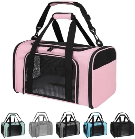 Carriers Soft-Sided Pet Carrier Pink for Medium Large Cats Dogs Undertake 35Lbs,Ventilated Mesh Windows,Top Load Cat Carrier with Airline Approved(X-Large,Pink)
