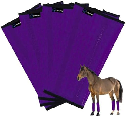FOXLVDA Horse Fly Boots - Fly Boots for Horses Set of 4, Comfortable Breathable Mesh Equine Leg Leggings, Adjustable & UV Protective with Support Bars for Reduce Stomping & Leg Fatigue (Purple, Large)