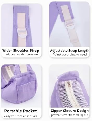 Ferret Sling Carrier, Front Backpack for Ferret Rabbit Puppy Kitten(Purple)