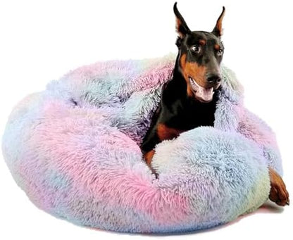 Himax Covered Large Dog Bed with Blanket Attached Calming Burrow Multicolor