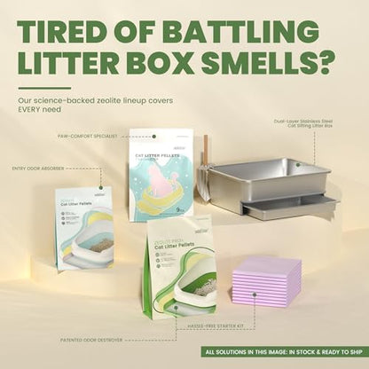 Enhanced Cat Litter Pellets 7 lbs, Generic Litter Refills Exclusively for Shifting Litter Box Systems, Dehydrating Pellets, Zeolite, Long-Lasting Odor Control Non-climping