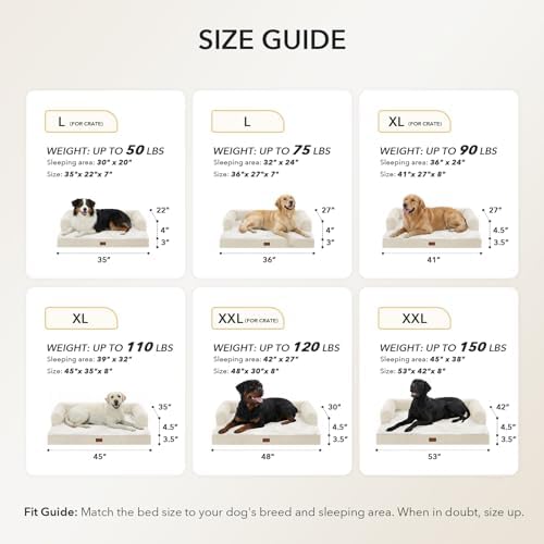 Waterproof Orthopedic Dog Bed for Medium Dogs, 35x22in, Beige