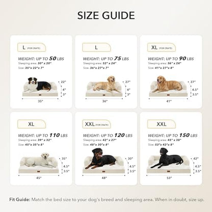Waterproof Orthopedic Dog Bed for Medium Dogs, 35x22in, Beige