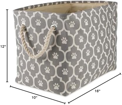 Bone Dry Pet Storage Collection Lattice Paw Print, Gray, Medium Rectangle