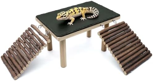 Bearded Dragon Basking Platform with Climbing Ramp,Reptile Basking Rock,S