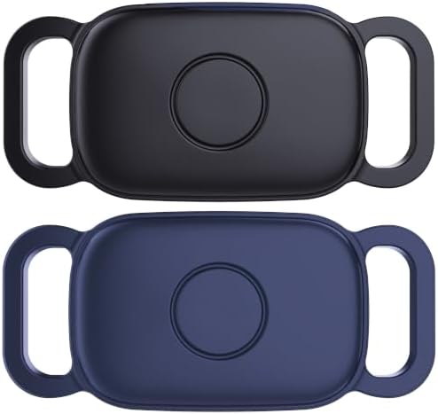 2-Pack Waterproof Dog Collar Holder for Tile Life360 Pro Tracker–NOT for Tile Mate/Sticker, Silicone Cover for Tile Tracker Case Pet Collar, Shockproof and Scratch-Resistant, Lightweight,Black+Blue