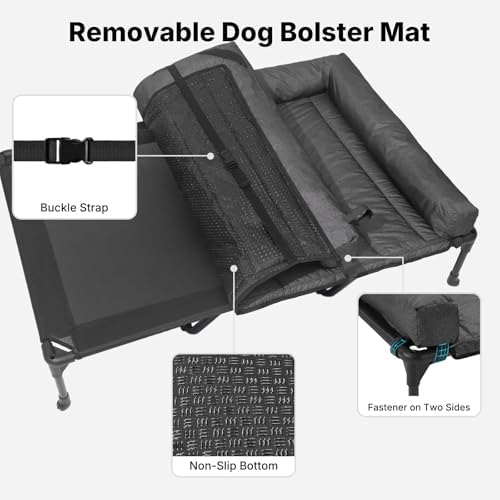 Veehoo Outdoor Elevated Dog Bed with Waterproof Bolster Cushion, Cooling
