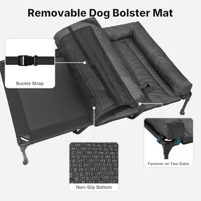 Veehoo Outdoor Elevated Dog Bed with Waterproof Bolster Cushion, Cooling