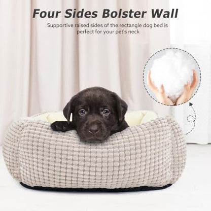 MIXJOY Large Dog Bed for Large Medium Small Dogs, Rectangle Washable Orthopedic Dog Bed, Soft Calming Sleeping Puppy Bed Durable Pet Cuddler with Anti-Slip Bottom L(30"x24"x9")