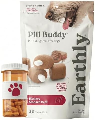 Presidio Earthly Pill Buddy Naturals - Beef Recipe Pill Hiding Treats for Dogs - Make A Perfect Pill Concealing Pocket Or Pouch for Any Size Medication - 30 Servings