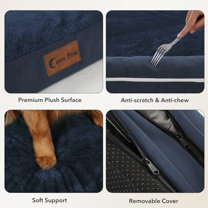 Orthopedic Dog Bed for Extra Large Dogs, 53x42in, Navy Blue