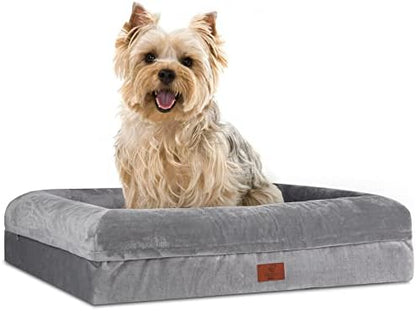 Orthopedic Waterproof Dog Bed for Small Dogs with 4-Sided Bolster