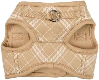 Puppia Corwin Dog Vest Harness B (Step-in) Fashionable Checkered Pattern Spring Summer Harness for Small and Medium Dogs, Beige, Medium