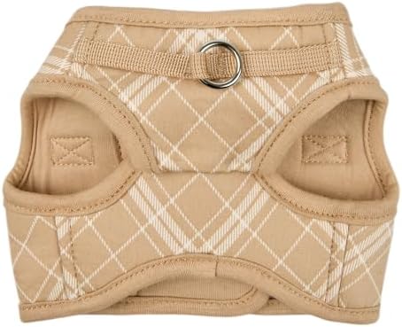 Puppia Corwin Dog Vest Harness B (Step-in) Fashionable Checkered Pattern Spring Summer Harness for Small and Medium Dogs, Beige, Large