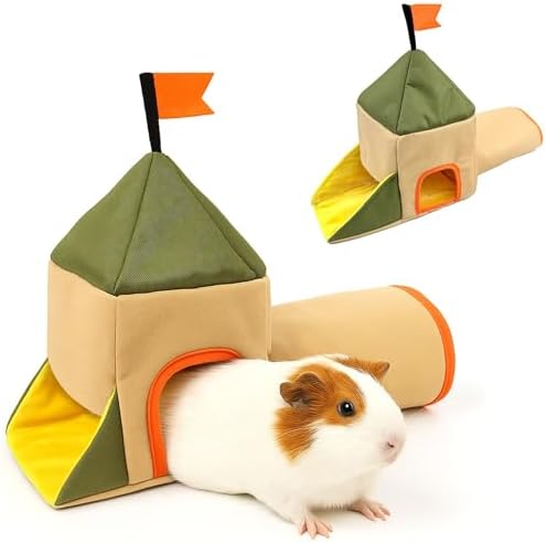 Hamster Hideout Tunnel, Castle Toy Play Tube for Small Pets, 3 Cave House for Gerbil, Mouse, and Small Rodents Chinchilla Rat Hedgehog