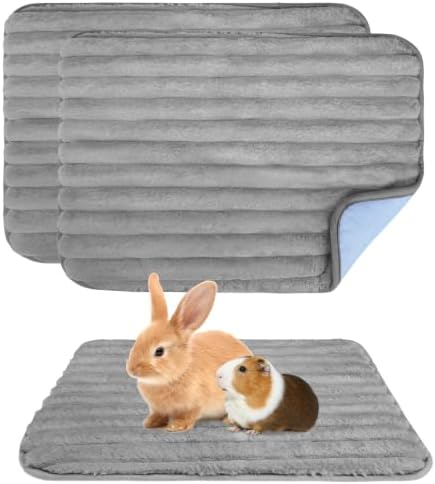 Homimp Guinea Pig Bed, 2 Pack Waterproof Reusable Small Animal Bed, Washable & Anti Slip Small Animal Beds for Indoor Rabbit Hamster Squirrel Hedgehog Chinchilla Ferret, 16"x24" Grey