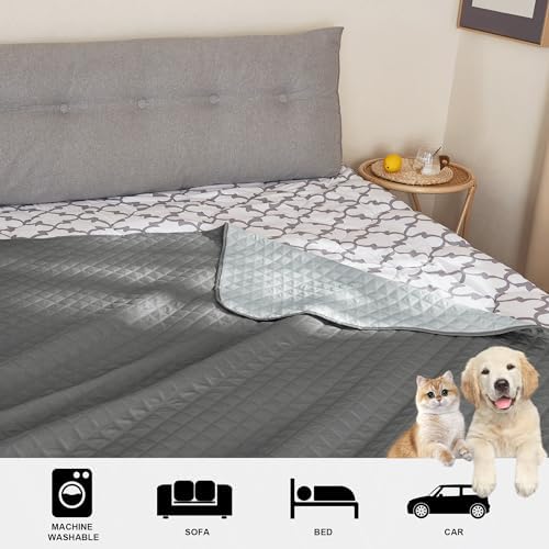NICETOWN Sofa Slipcover Reversible Sofa Cover Water Resistant Couch Cover Furniture Protector for Pets Kids Children Dog Cat, Reusable Changing Pad, 1 PC, 82 x 82, Dark Grey/Light Grey