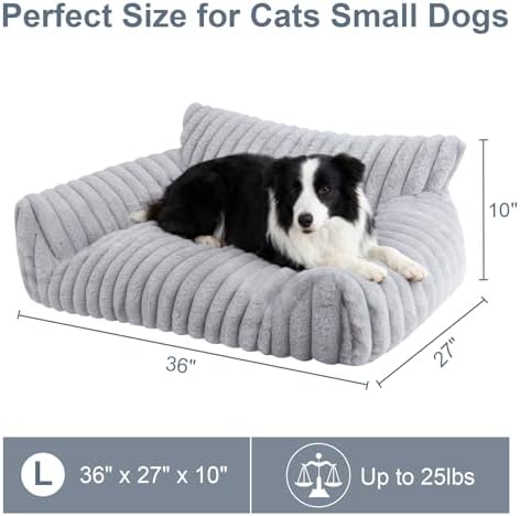Cute Dog Couch for Medium Large Dogs,Dog Cat Couch Sofa,Dog Bed,L,Grey