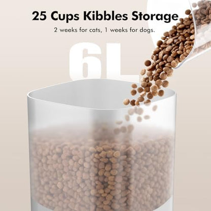 Automatic Cat Feeder for 2 Cats, Smart APP Control, 6L/25Cup Large Capacity