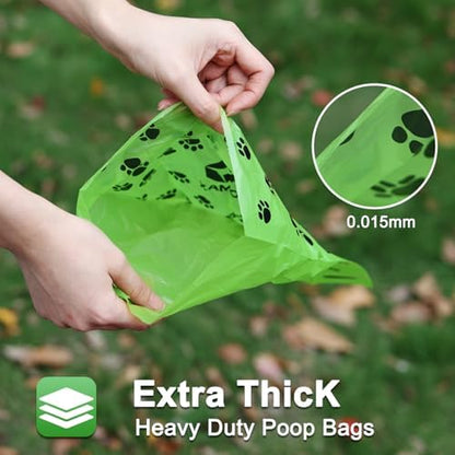 ILOMAX Dog Poop Bags with Dispenser, 270 Unscented Waste Bags (38% Plant-Based), Extra Thick Leak-Proof Refill Rolls for Dogs & Cats – 18 Rolls + Holder
