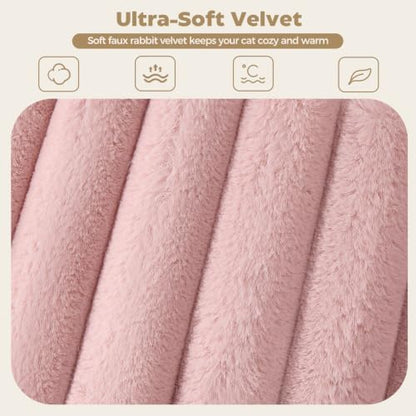 Avont Cat Bed for Indoor Cats, Fluffy Washable with Raised Rim