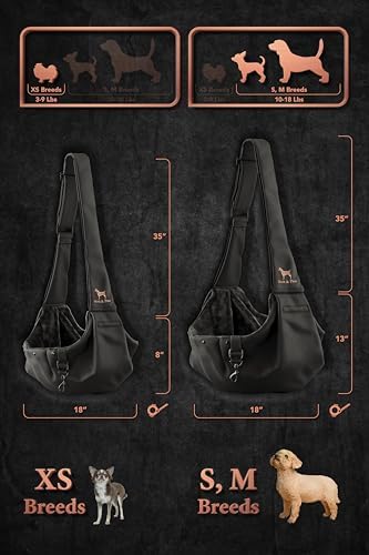 Noah & Paw Dog Sling Carrier for Small Dogs 5-18lb, Dog Sling for Small Dogs and Cats, Dog Carrier with Adjustable Padded Strap, Premium Twill, Lined with Fur, Double Safety Feature, Machine Washable