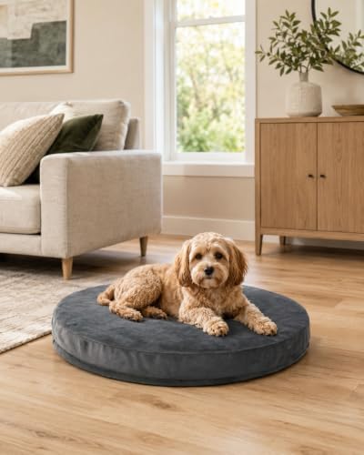 Waterproof Round Dog Bed Orthopedic Egg Crate Falt Foam 24 Inch